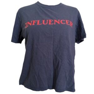 Boohoo Petite Influencer Blue Cropped Short Sleeve T Shirt Size Medium